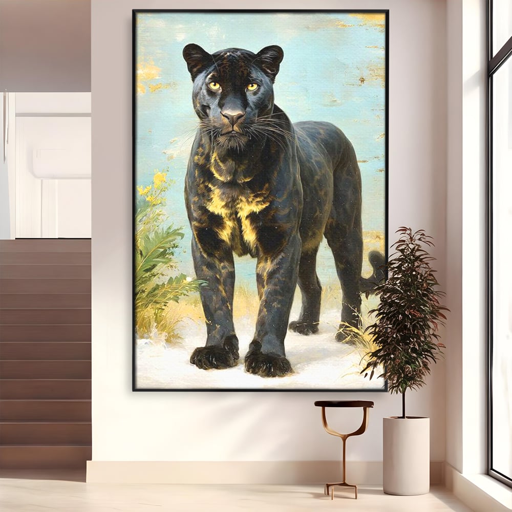 Tablou Canvas Premium, LuxCanva® M1506, Gheara Destinului, Pantera, Felina, Animal, Exotic, Negru, Auriu, Gratios, Puternic, Dormitor, Birou, Living, Camera Copil