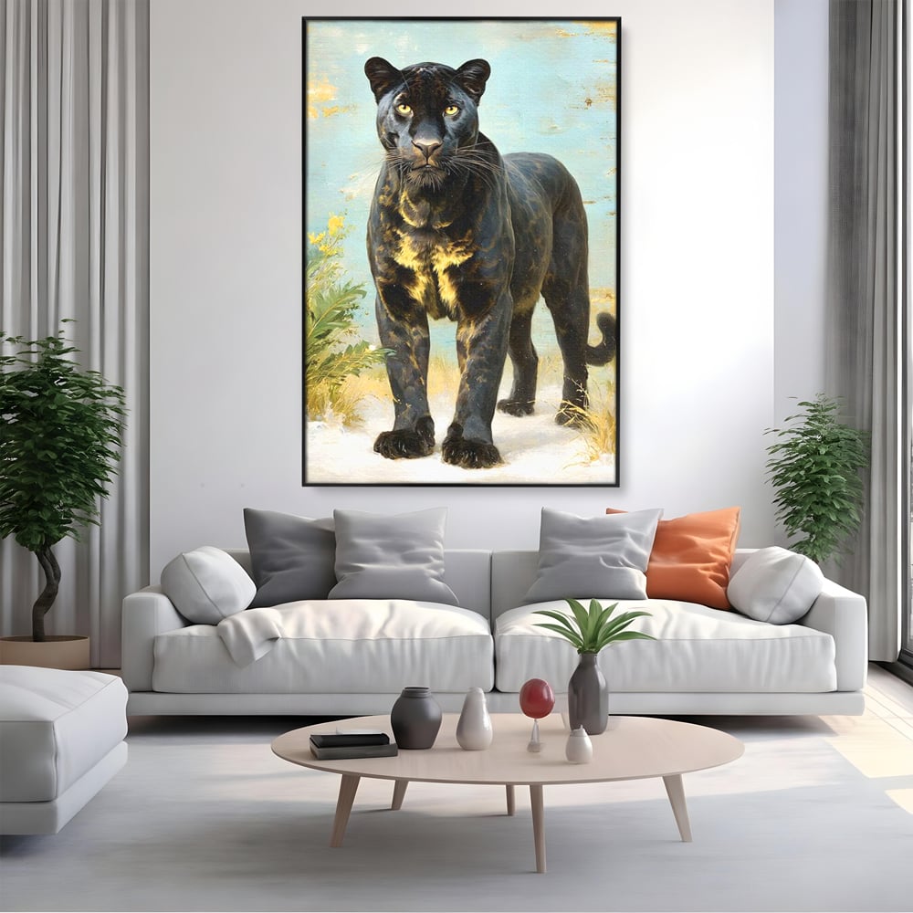 Tablou Canvas Premium, LuxCanva® M1506, Gheara Destinului, Pantera, Felina, Animal, Exotic, Negru, Auriu, Gratios, Puternic, Dormitor, Birou, Living, Camera Copil
