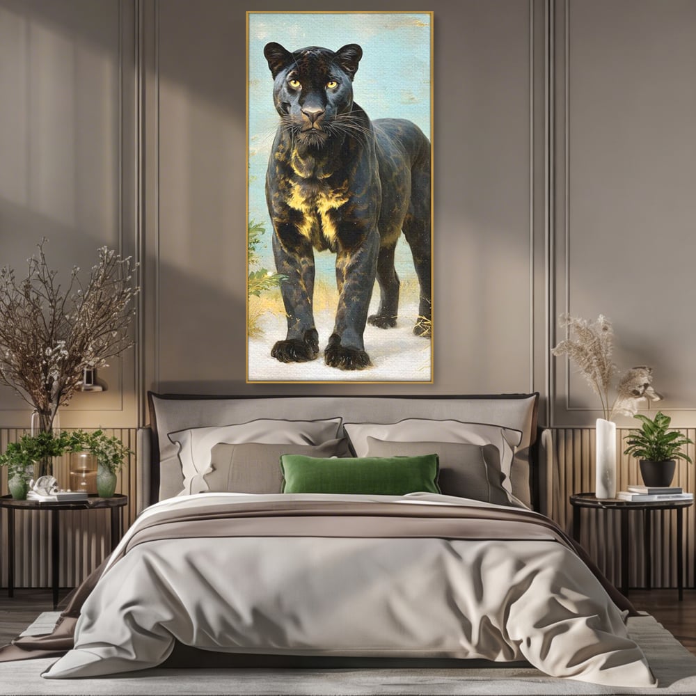 Tablou Canvas Premium, LuxCanva® M1506, Gheara Destinului, Pantera, Felina, Animal, Exotic, Negru, Auriu, Gratios, Puternic, Dormitor, Birou, Living, Camera Copil
