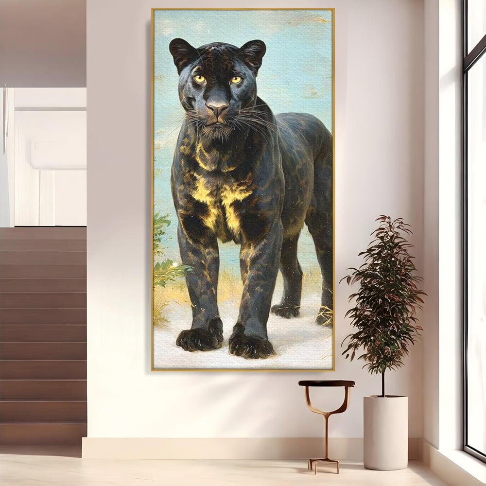 Tablou Canvas Premium, LuxCanva® M1506, Gheara Destinului, Pantera, Felina, Animal, Exotic, Negru, Auriu, Gratios, Puternic, Dormitor, Birou, Living, Camera Copil