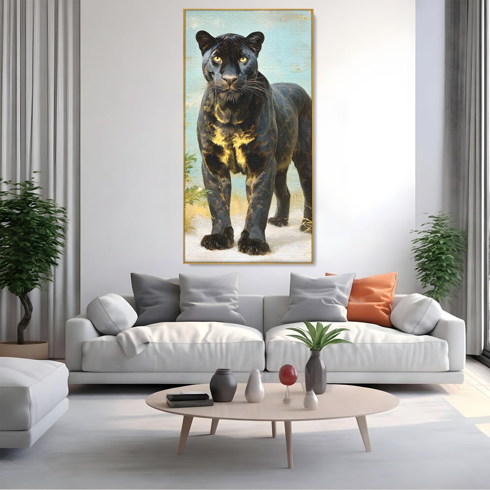 Tablou Canvas Premium, LuxCanva® M1506, Gheara Destinului, Pantera, Felina, Animal, Exotic, Negru, Auriu, Gratios, Puternic, Dormitor, Birou, Living, Camera Copil