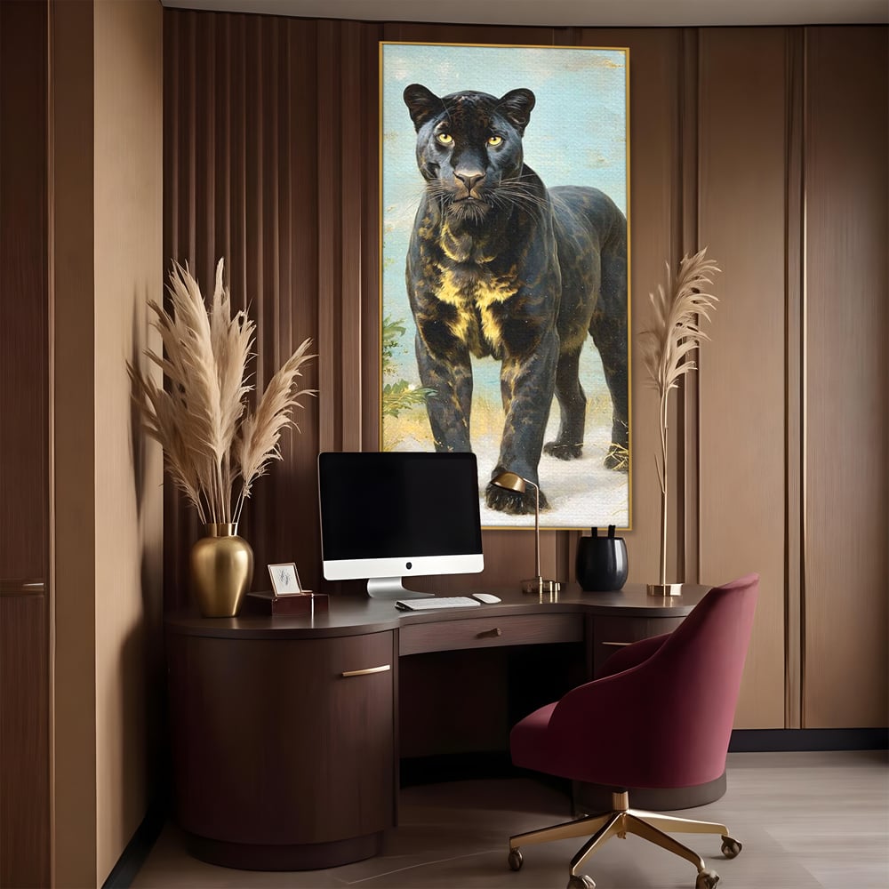 Tablou Canvas Premium, LuxCanva® M1506, Gheara Destinului, Pantera, Felina, Animal, Exotic, Negru, Auriu, Gratios, Puternic, Dormitor, Birou, Living, Camera Copil