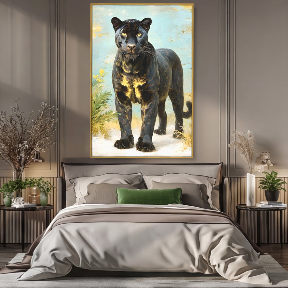 Tablou Canvas Premium, LuxCanva® M1506, Gheara Destinului, Pantera, Felina, Animal, Exotic, Negru, Auriu, Gratios, Puternic, Dormitor, Birou, Living, Camera Copil
