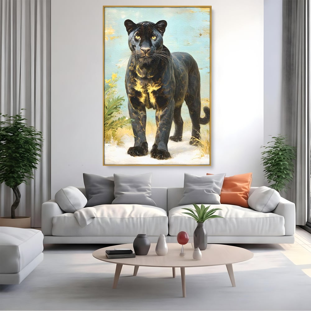 Tablou Canvas Premium, LuxCanva® M1506, Gheara Destinului, Pantera, Felina, Animal, Exotic, Negru, Auriu, Gratios, Puternic, Dormitor, Birou, Living, Camera Copil