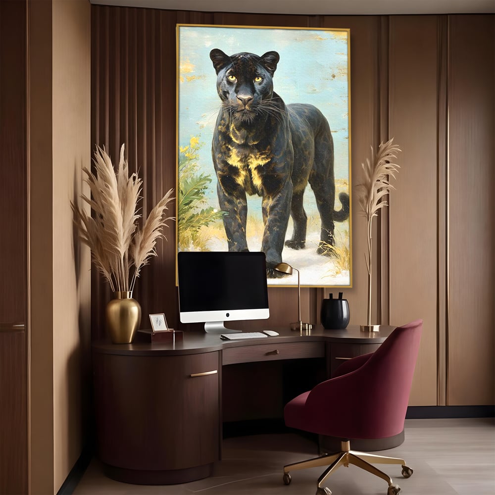 Tablou Canvas Premium, LuxCanva® M1506, Gheara Destinului, Pantera, Felina, Animal, Exotic, Negru, Auriu, Gratios, Puternic, Dormitor, Birou, Living, Camera Copil