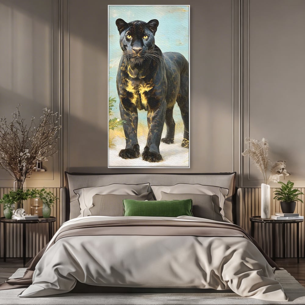 Tablou Canvas Premium, LuxCanva® M1506, Gheara Destinului, Pantera, Felina, Animal, Exotic, Negru, Auriu, Gratios, Puternic, Dormitor, Birou, Living, Camera Copil