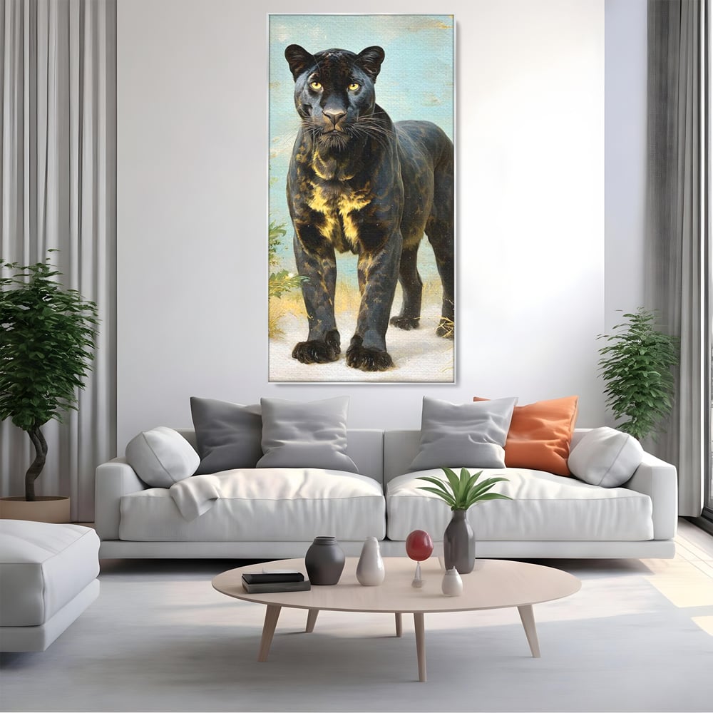 Tablou Canvas Premium, LuxCanva® M1506, Gheara Destinului, Pantera, Felina, Animal, Exotic, Negru, Auriu, Gratios, Puternic, Dormitor, Birou, Living, Camera Copil