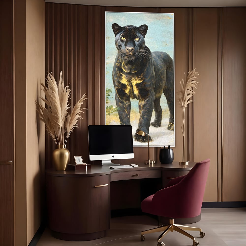 Tablou Canvas Premium, LuxCanva® M1506, Gheara Destinului, Pantera, Felina, Animal, Exotic, Negru, Auriu, Gratios, Puternic, Dormitor, Birou, Living, Camera Copil
