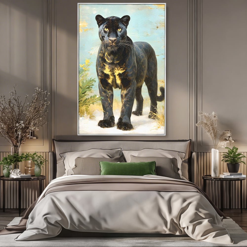 Tablou Canvas Premium, LuxCanva® M1506, Gheara Destinului, Pantera, Felina, Animal, Exotic, Negru, Auriu, Gratios, Puternic, Dormitor, Birou, Living, Camera Copil
