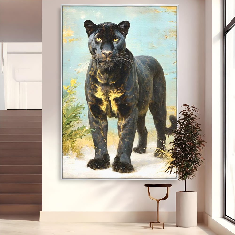 Tablou Canvas Premium, LuxCanva® M1506, Gheara Destinului, Pantera, Felina, Animal, Exotic, Negru, Auriu, Gratios, Puternic, Dormitor, Birou, Living, Camera Copil