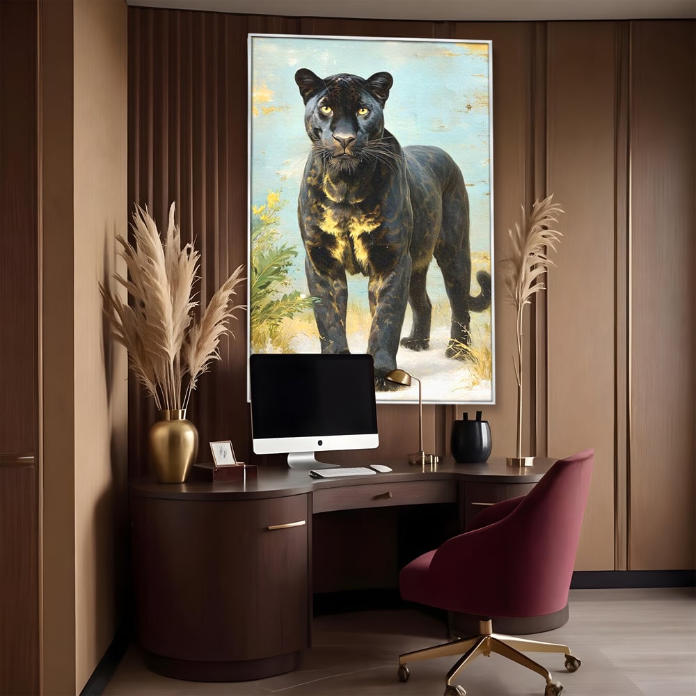 Tablou Canvas Premium, LuxCanva® M1506, Gheara Destinului, Pantera, Felina, Animal, Exotic, Negru, Auriu, Gratios, Puternic, Dormitor, Birou, Living, Camera Copil