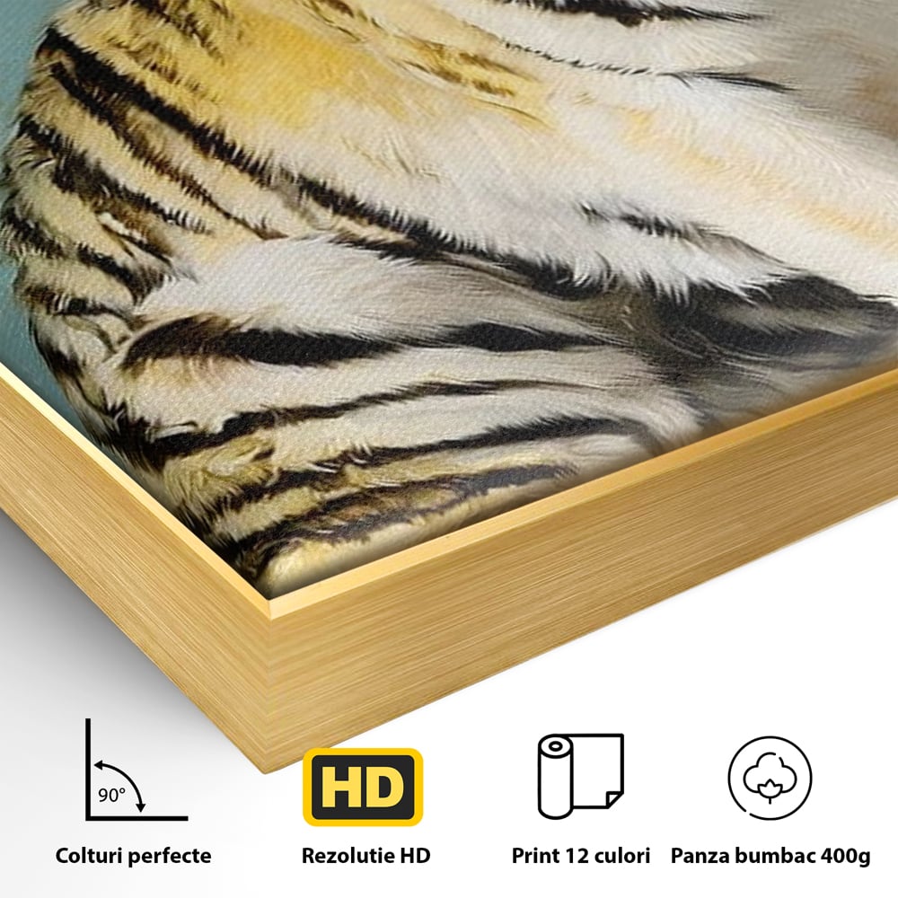Tablou Canvas Premium, LuxCanva® M1507, Legenda de Aur, Tigru, Regal, Salbatic, Felina, Animal, Tropical, Instinct, Dominant, Dormitor, Birou, Living, Camera Copil