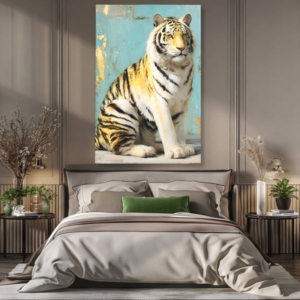 Tablou Canvas Premium, LuxCanva® M1507, Legenda de Aur, Tigru, Regal, Salbatic, Felina, Animal, Tropical, Instinct, Dominant, Dormitor, Birou, Living, Camera Copil