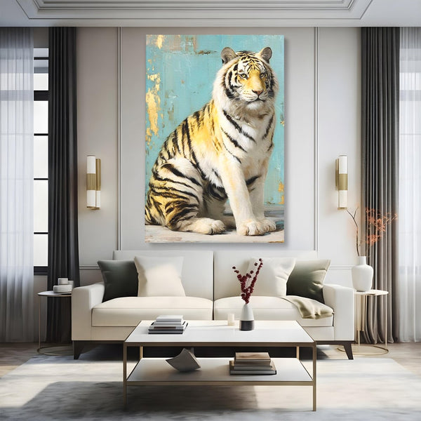 Tablou Canvas Premium, LuxCanva® M1507, Legenda de Aur, Tigru, Regal, Salbatic, Felina, Animal, Tropical, Instinct, Dominant, Dormitor, Birou, Living, Camera Copil