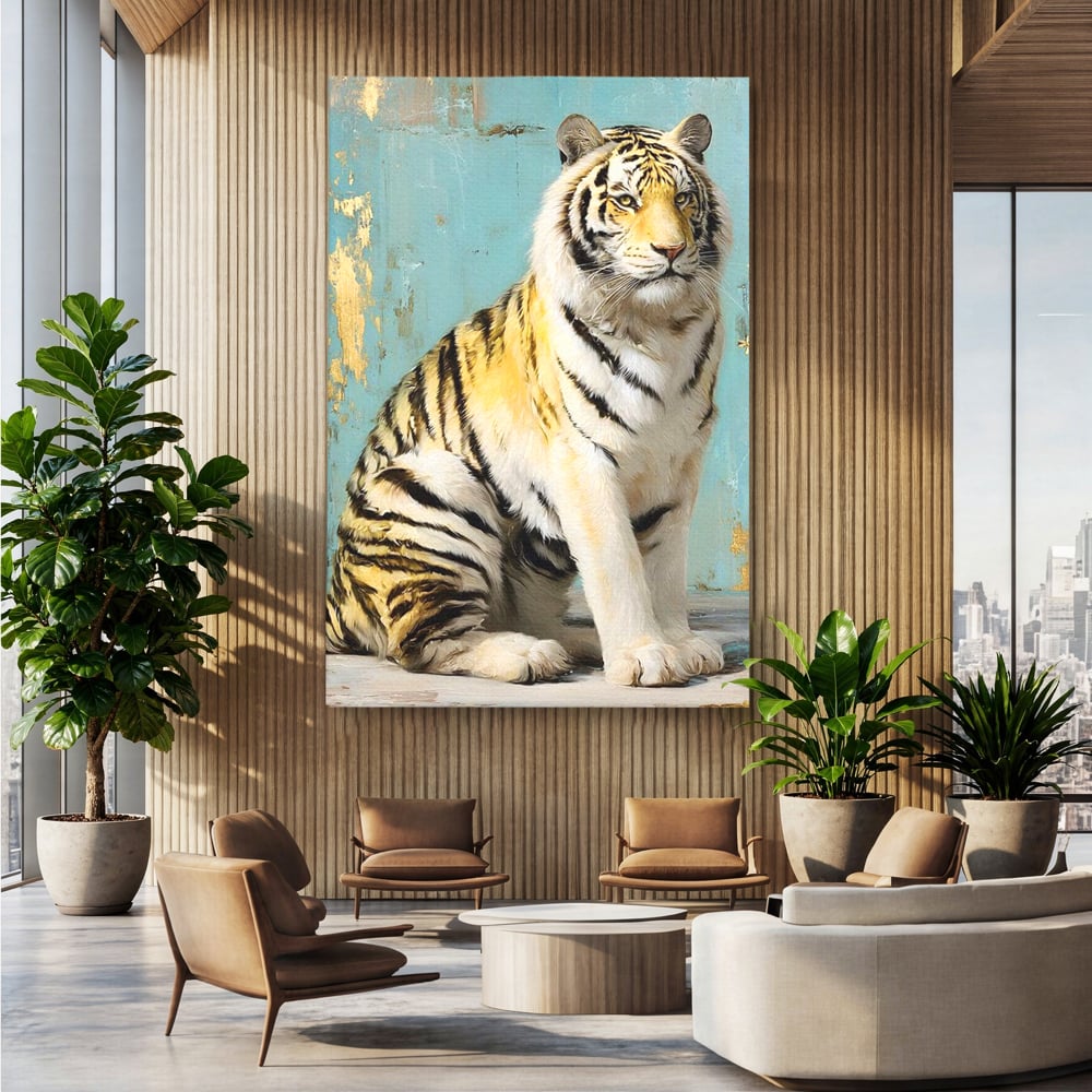Tablou Canvas Premium, LuxCanva® M1507, Legenda de Aur, Tigru, Regal, Salbatic, Felina, Animal, Tropical, Instinct, Dominant, Dormitor, Birou, Living, Camera Copil