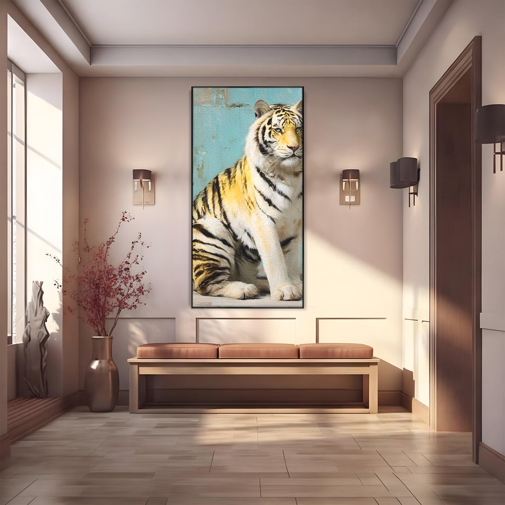 Tablou Canvas Premium, LuxCanva® M1507, Legenda de Aur, Tigru, Regal, Salbatic, Felina, Animal, Tropical, Instinct, Dominant, Dormitor, Birou, Living, Camera Copil