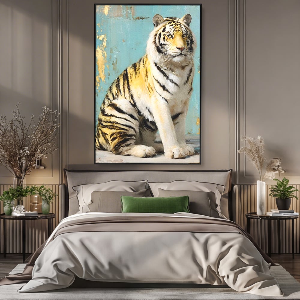 Tablou Canvas Premium, LuxCanva® M1507, Legenda de Aur, Tigru, Regal, Salbatic, Felina, Animal, Tropical, Instinct, Dominant, Dormitor, Birou, Living, Camera Copil