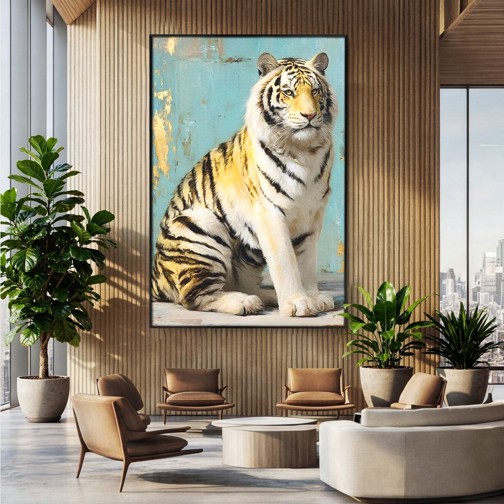 Tablou Canvas Premium, LuxCanva® M1507, Legenda de Aur, Tigru, Regal, Salbatic, Felina, Animal, Tropical, Instinct, Dominant, Dormitor, Birou, Living, Camera Copil