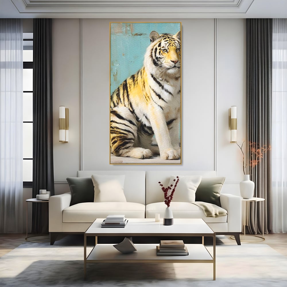 Tablou Canvas Premium, LuxCanva® M1507, Legenda de Aur, Tigru, Regal, Salbatic, Felina, Animal, Tropical, Instinct, Dominant, Dormitor, Birou, Living, Camera Copil