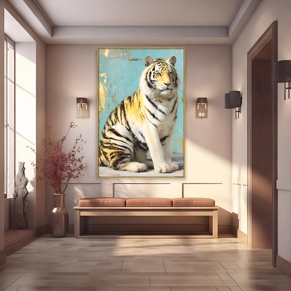 Tablou Canvas Premium, LuxCanva® M1507, Legenda de Aur, Tigru, Regal, Salbatic, Felina, Animal, Tropical, Instinct, Dominant, Dormitor, Birou, Living, Camera Copil