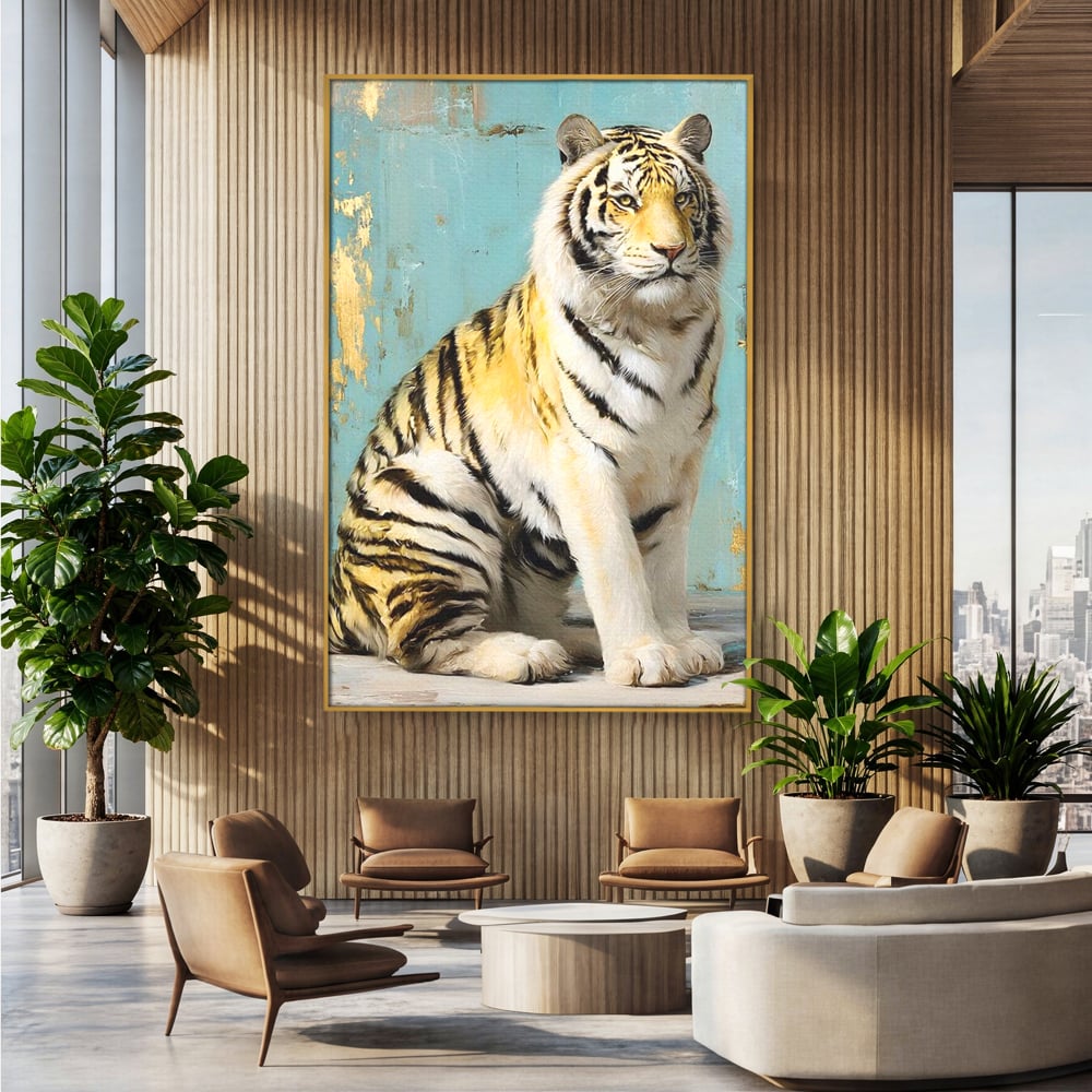 Tablou Canvas Premium, LuxCanva® M1507, Legenda de Aur, Tigru, Regal, Salbatic, Felina, Animal, Tropical, Instinct, Dominant, Dormitor, Birou, Living, Camera Copil