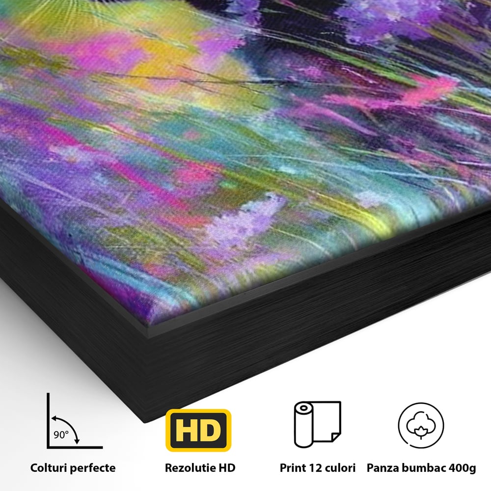 Leinwand Wandkunst Leinwand Wandkunst Premium, LuxCanva® M1509, Wo Träume blühen, Licht, Magie, Paradies, geheimnisvoll, Traum, Katze, Feline, Blumen, Schlafzimmer, Büro, Wohnen, Babyzimmer