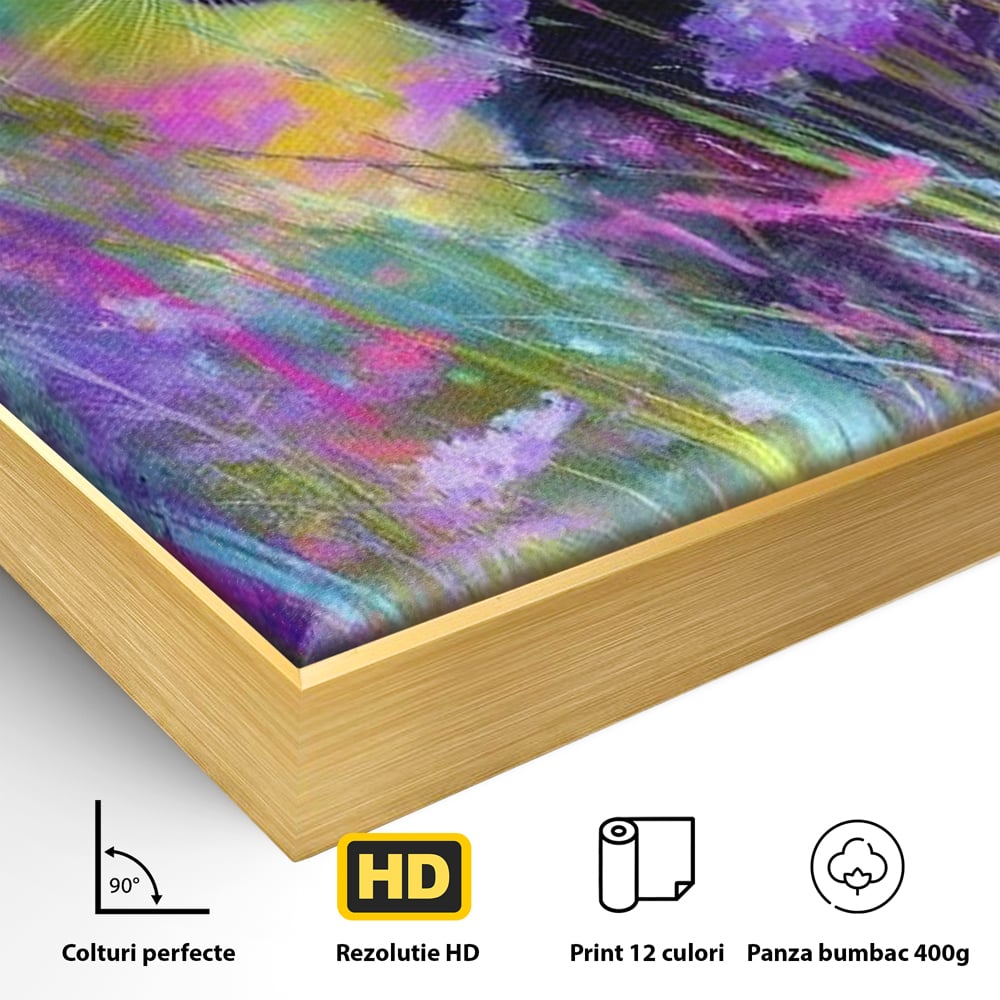 Leinwand Wandkunst Leinwand Wandkunst Premium, LuxCanva® M1509, Wo Träume blühen, Licht, Magie, Paradies, geheimnisvoll, Traum, Katze, Feline, Blumen, Schlafzimmer, Büro, Wohnen, Babyzimmer