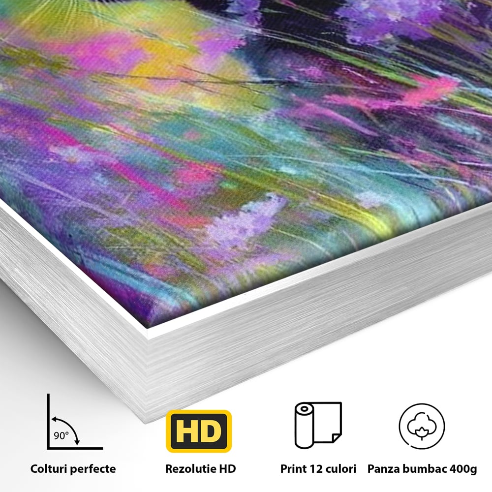 Leinwand Wandkunst Leinwand Wandkunst Premium, LuxCanva® M1509, Wo Träume blühen, Licht, Magie, Paradies, geheimnisvoll, Traum, Katze, Feline, Blumen, Schlafzimmer, Büro, Wohnen, Babyzimmer