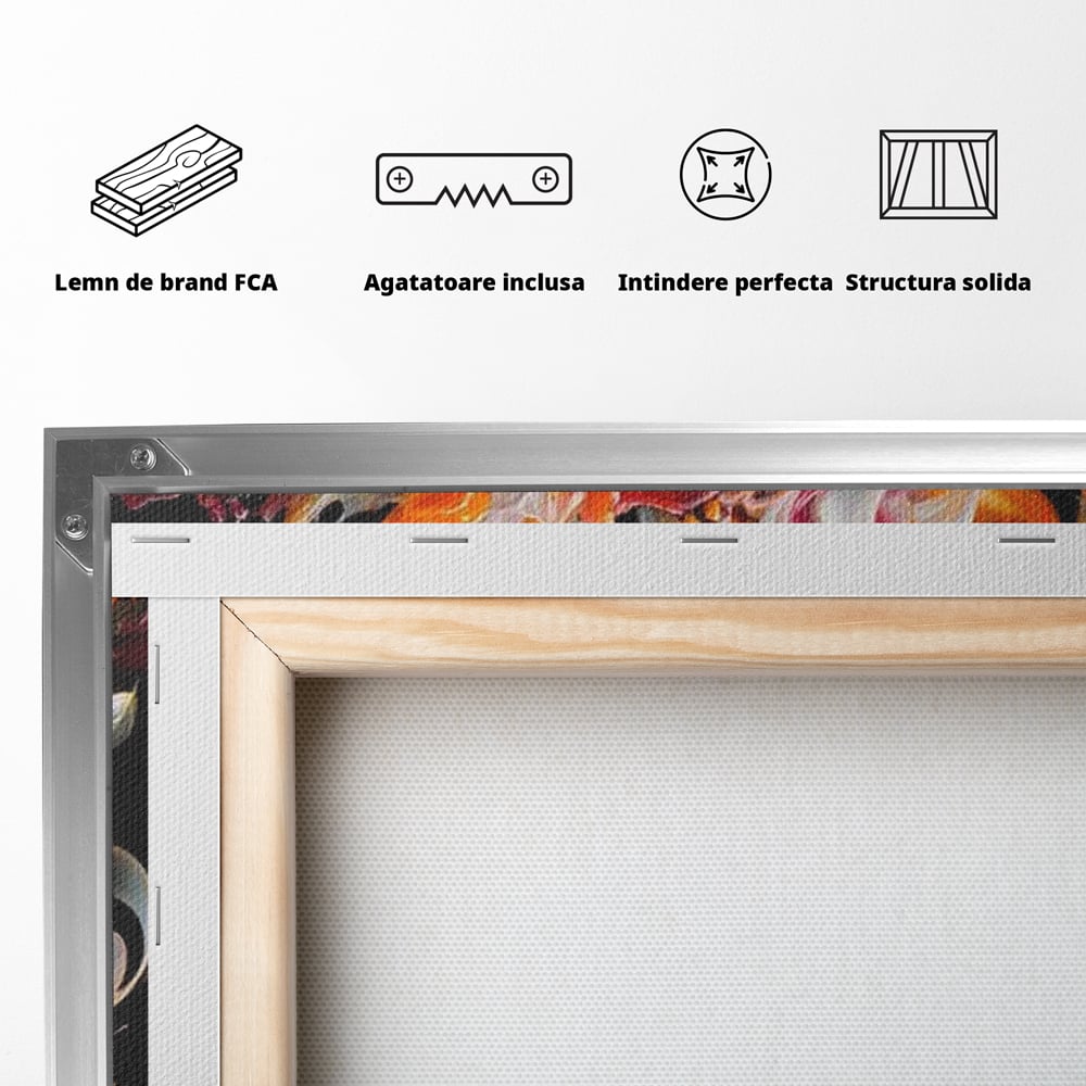 Leinwand Wandkunst Canvas Premium, LuxCanva® M1512, Orange Fury, Tiger, Tier, Tier, Feline, Obst, Orange, Blumen, Küche, Schlafzimmer, Büro, Wohnzimmer, Wohnzimmer, Kinderzimmer