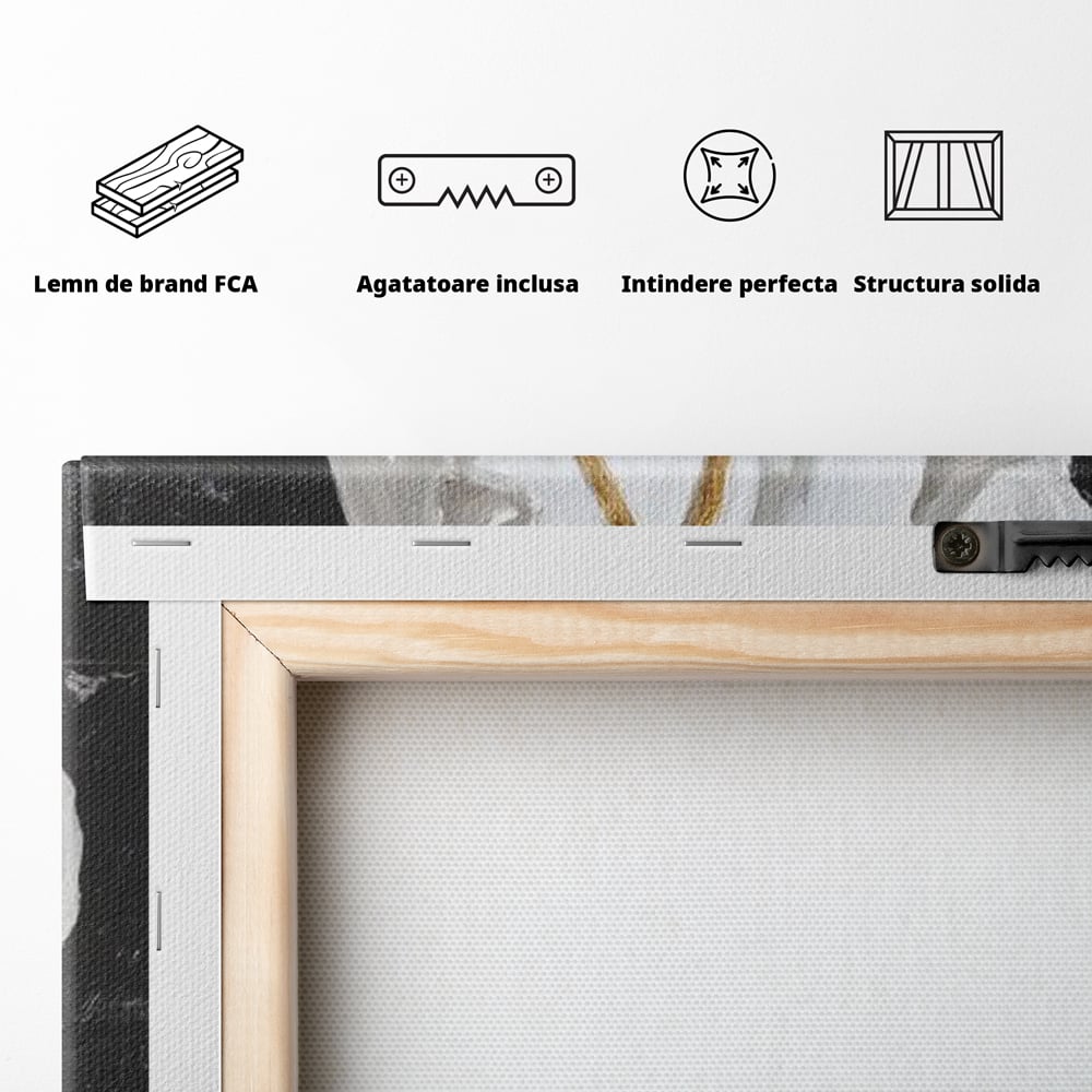 Tablou Canvas Premium, LuxCanva® M1513, O Piesa Nobila, Cal, Piesa, Sah, Joc, Auriu, Statuie, Sculptura, Vintage, Marmura, Dormitor, Birou, Living, Camera Copil