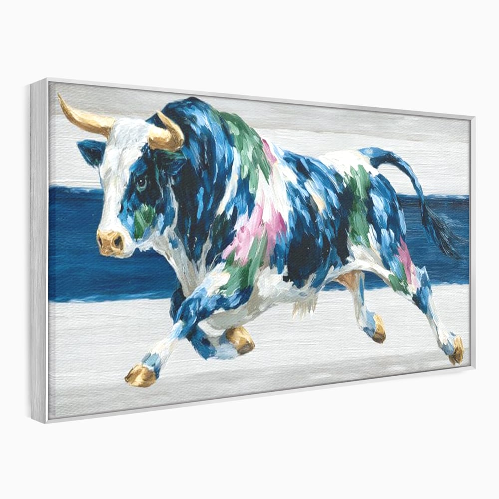 Leinwand Wandkunst Canvas Premium, LuxCanva® M1515, Urkraft, Stier, Hörner, Dynamisch, Angriff, Tiere, Malerei, Stärke, Modern, Schlafzimmer, Büro, Wohnen, Kinderzimmer
