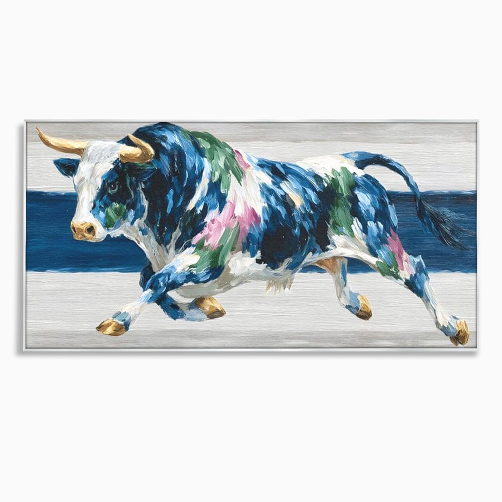 Leinwand Wandkunst Canvas Premium, LuxCanva® M1515, Urkraft, Stier, Hörner, Dynamisch, Angriff, Tiere, Malerei, Stärke, Modern, Schlafzimmer, Büro, Wohnen, Kinderzimmer