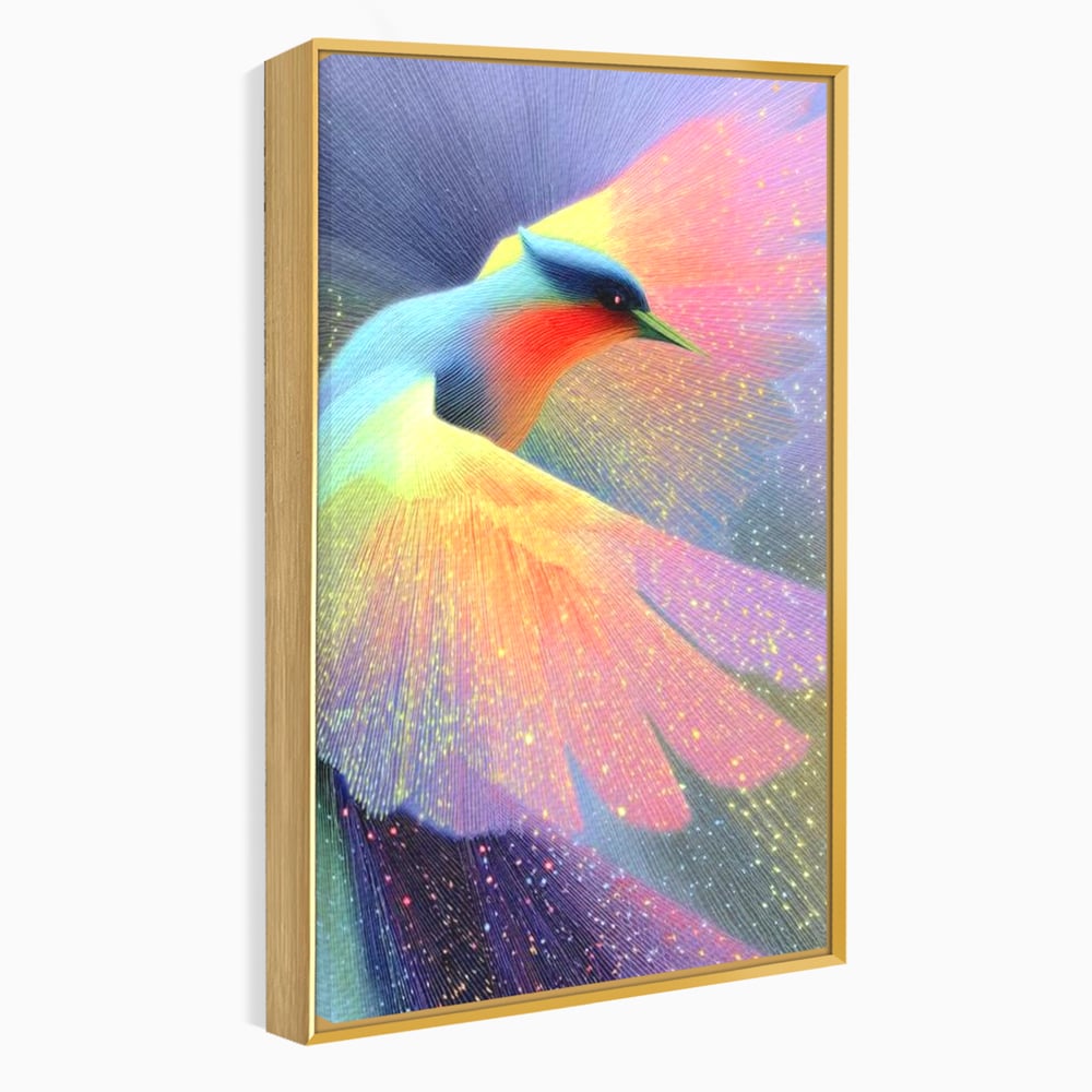 Tablou Canvas Premium, LuxCanva® M1516, Mesagerul Luminii, Pasare, Aripi, Sclipire, Magie, Mistic, Aurora, Culori Vibrante, Dormitor, Birou, Living, Camera Copil