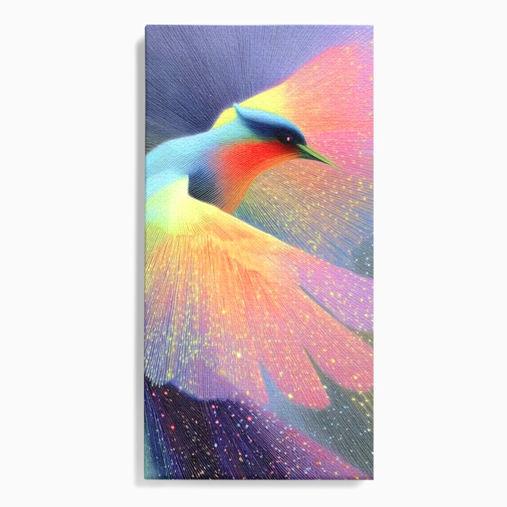 Tablou Canvas Premium, LuxCanva® M1516, Mesagerul Luminii, Pasare, Aripi, Sclipire, Magie, Mistic, Aurora, Culori Vibrante, Dormitor, Birou, Living, Camera Copil
