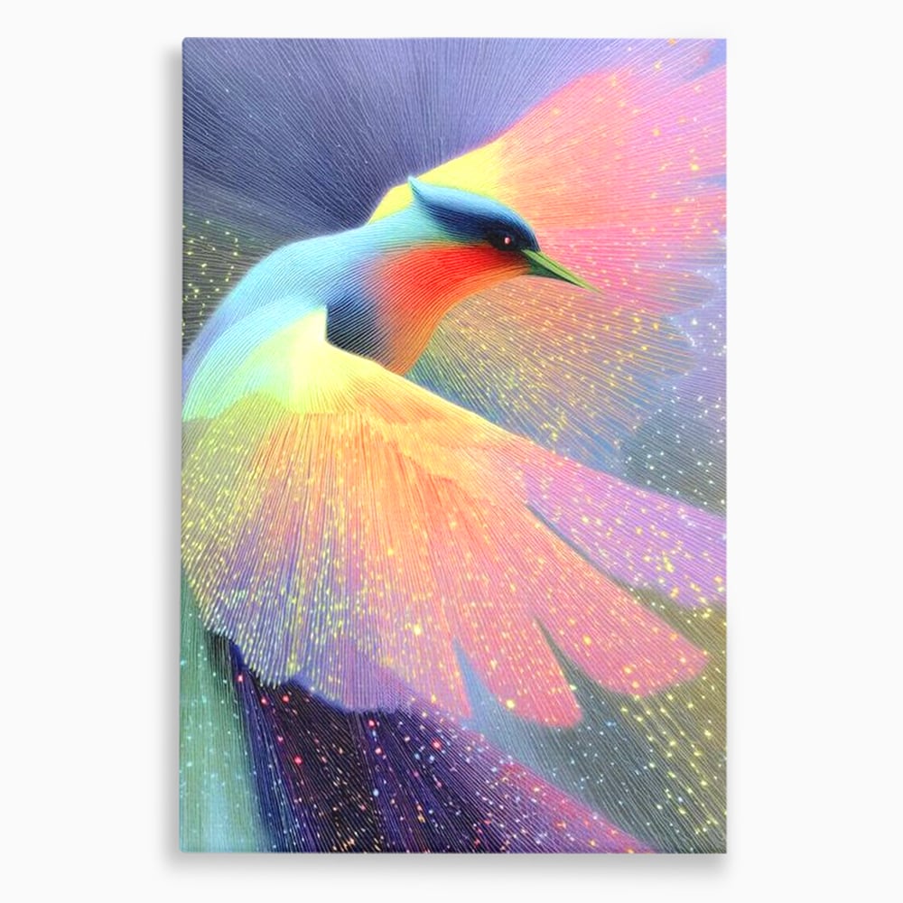 Tablou Canvas Premium, LuxCanva® M1516, Mesagerul Luminii, Pasare, Aripi, Sclipire, Magie, Mistic, Aurora, Culori Vibrante, Dormitor, Birou, Living, Camera Copil