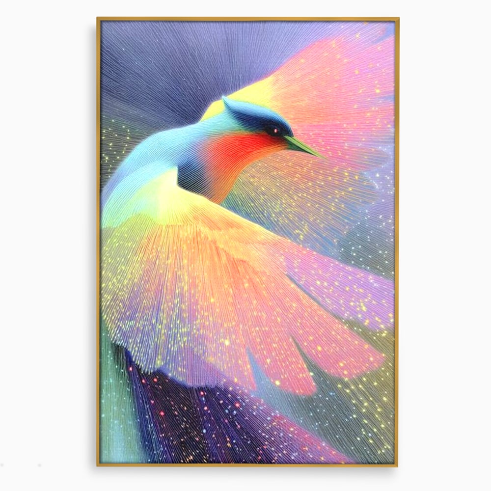 Tablou Canvas Premium, LuxCanva® M1516, Mesagerul Luminii, Pasare, Aripi, Sclipire, Magie, Mistic, Aurora, Culori Vibrante, Dormitor, Birou, Living, Camera Copil