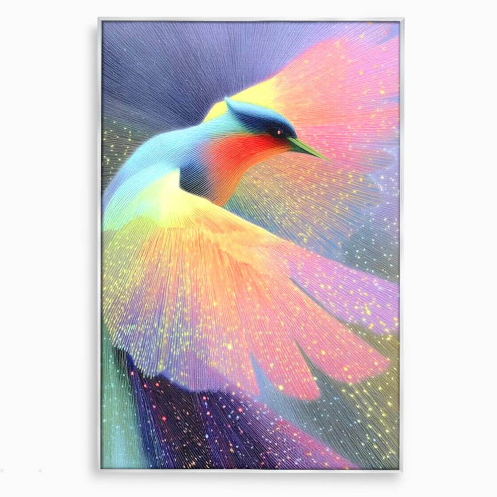 Tablou Canvas Premium, LuxCanva® M1516, Mesagerul Luminii, Pasare, Aripi, Sclipire, Magie, Mistic, Aurora, Culori Vibrante, Dormitor, Birou, Living, Camera Copil