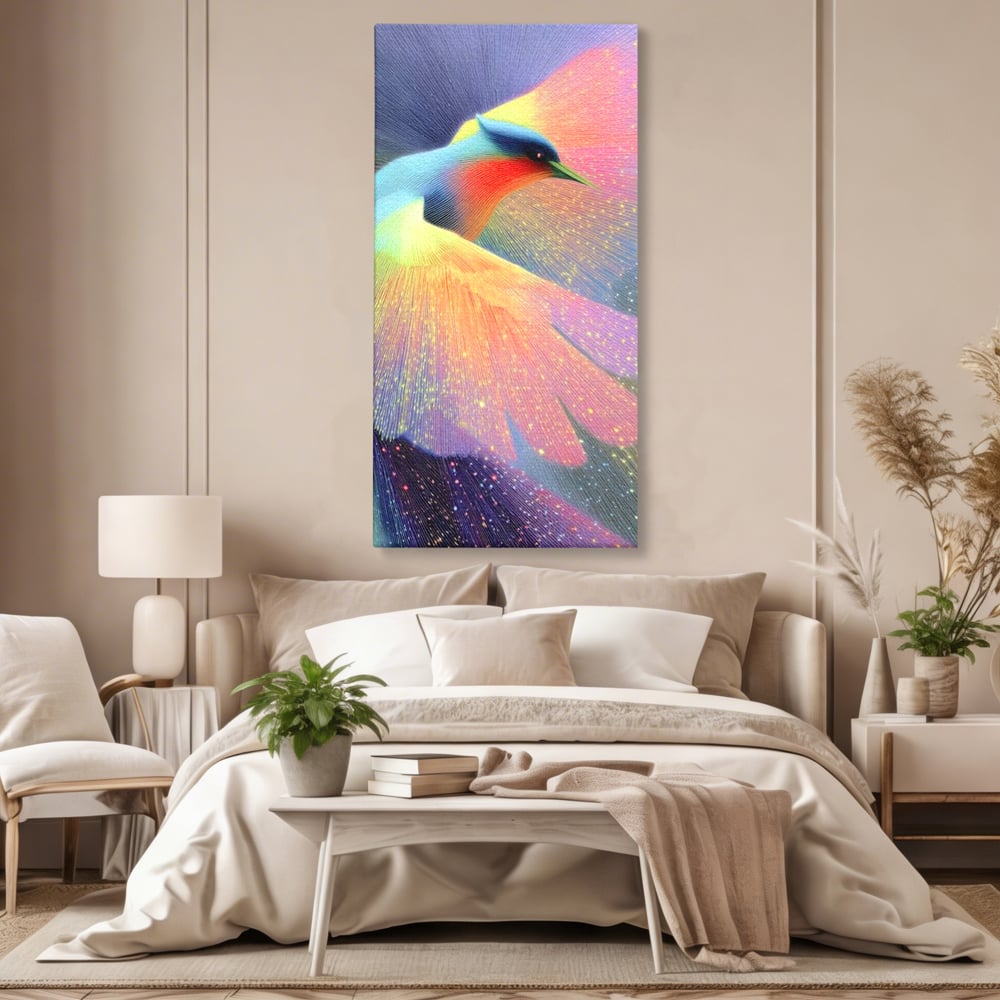 Tablou Canvas Premium, LuxCanva® M1516, Mesagerul Luminii, Pasare, Aripi, Sclipire, Magie, Mistic, Aurora, Culori Vibrante, Dormitor, Birou, Living, Camera Copil