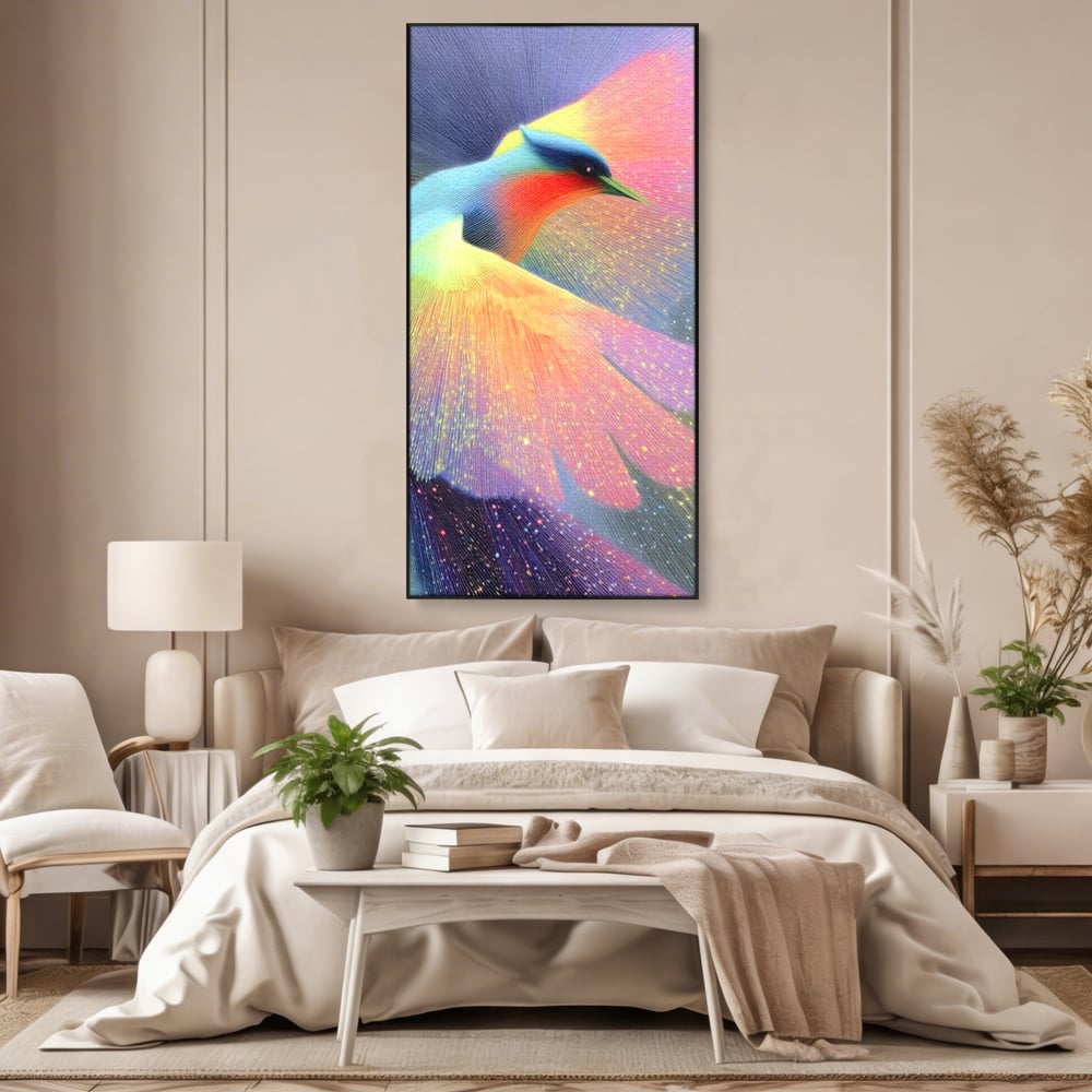 Tablou Canvas Premium, LuxCanva® M1516, Mesagerul Luminii, Pasare, Aripi, Sclipire, Magie, Mistic, Aurora, Culori Vibrante, Dormitor, Birou, Living, Camera Copil