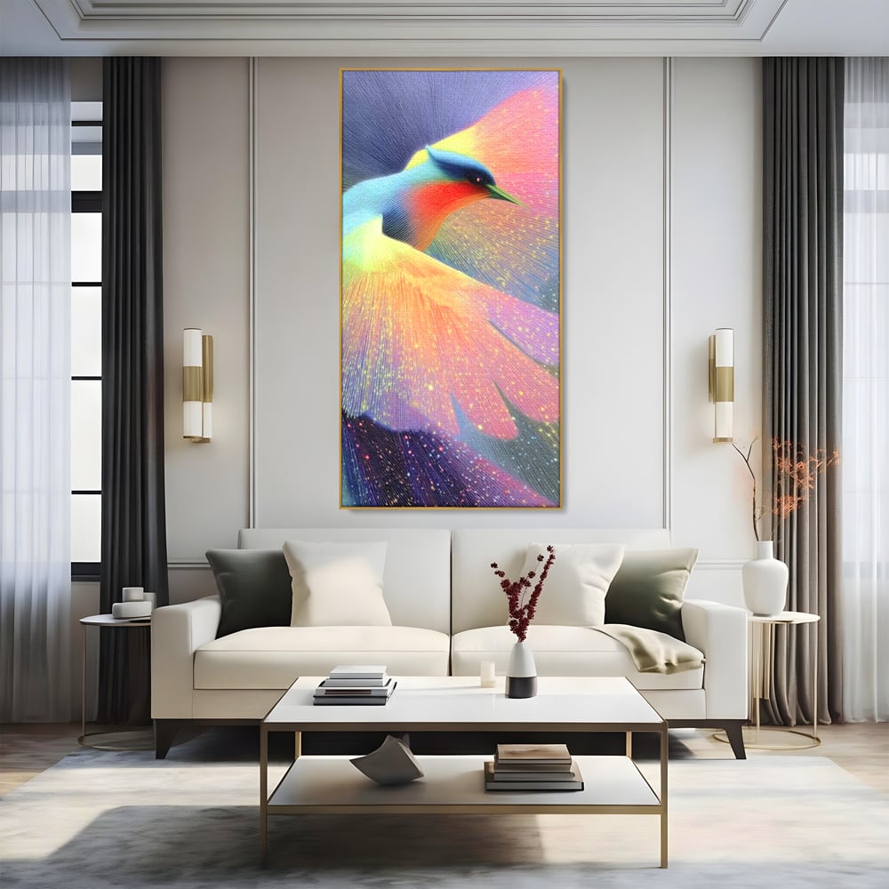 Tablou Canvas Premium, LuxCanva® M1516, Mesagerul Luminii, Pasare, Aripi, Sclipire, Magie, Mistic, Aurora, Culori Vibrante, Dormitor, Birou, Living, Camera Copil