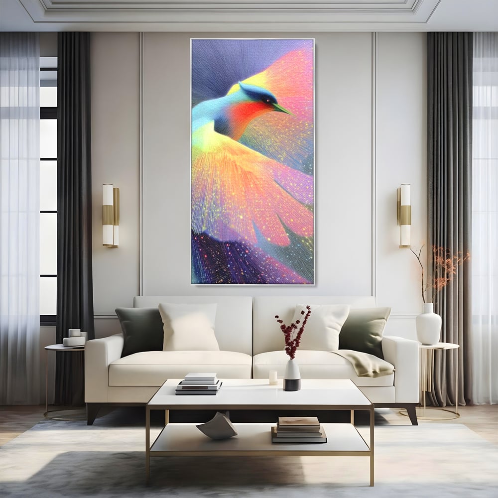 Tablou Canvas Premium, LuxCanva® M1516, Mesagerul Luminii, Pasare, Aripi, Sclipire, Magie, Mistic, Aurora, Culori Vibrante, Dormitor, Birou, Living, Camera Copil