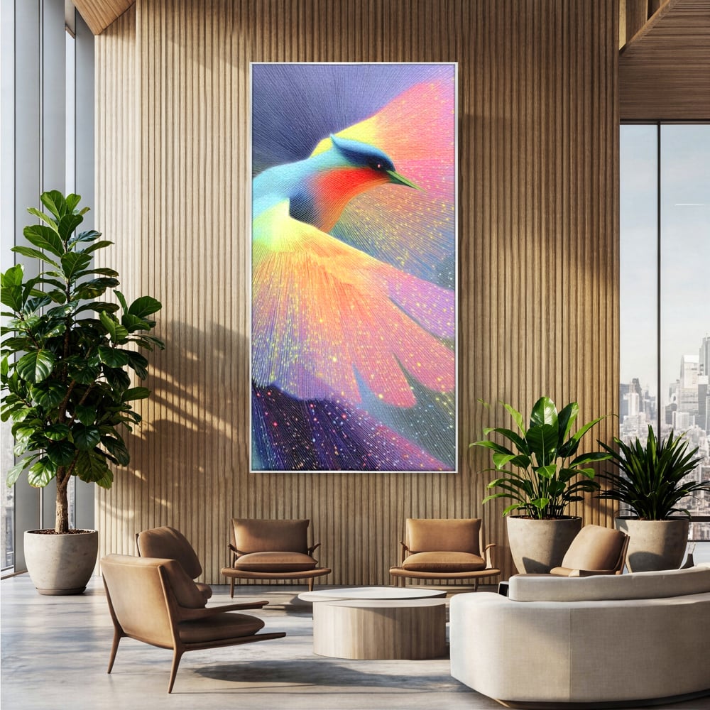 Tablou Canvas Premium, LuxCanva® M1516, Mesagerul Luminii, Pasare, Aripi, Sclipire, Magie, Mistic, Aurora, Culori Vibrante, Dormitor, Birou, Living, Camera Copil