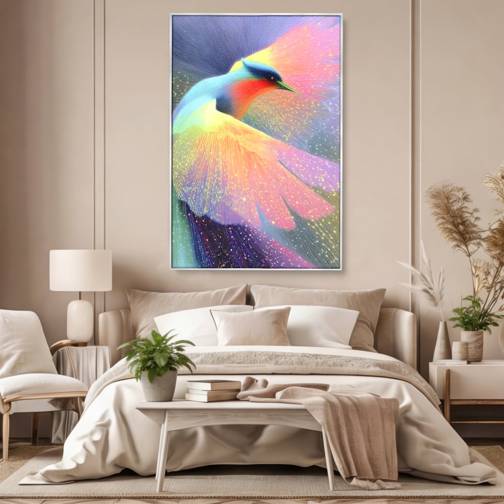 Tablou Canvas Premium, LuxCanva® M1516, Mesagerul Luminii, Pasare, Aripi, Sclipire, Magie, Mistic, Aurora, Culori Vibrante, Dormitor, Birou, Living, Camera Copil