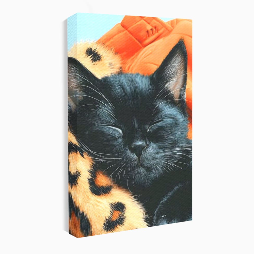 Tablou Canvas Premium, LuxCanva® M1518, Mustati Odihnite, Pisica, Felina, Animal Print, Dragalas, Somn, Vis, Relaxare, Confort, Dormitor, Birou, Living, Camera Copil