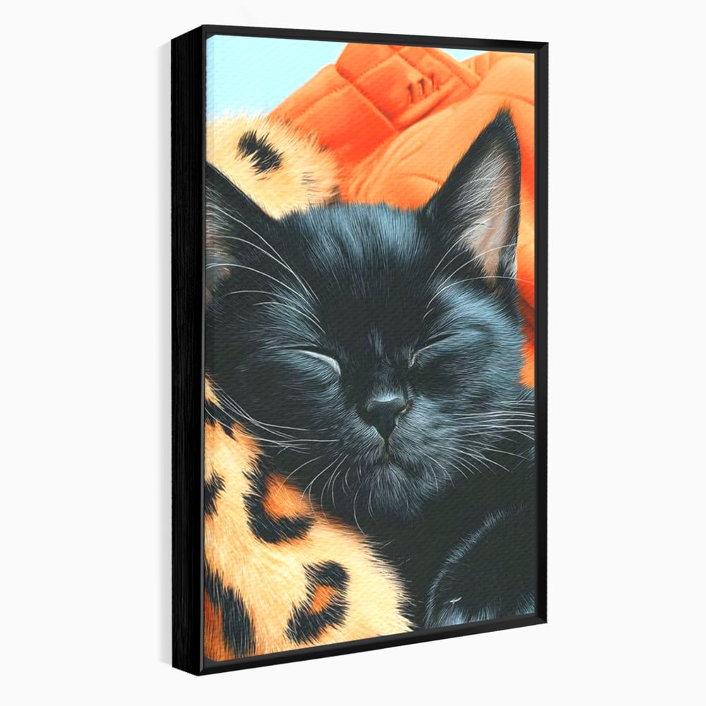 Tablou Canvas Premium, LuxCanva® M1518, Mustati Odihnite, Pisica, Felina, Animal Print, Dragalas, Somn, Vis, Relaxare, Confort, Dormitor, Birou, Living, Camera Copil