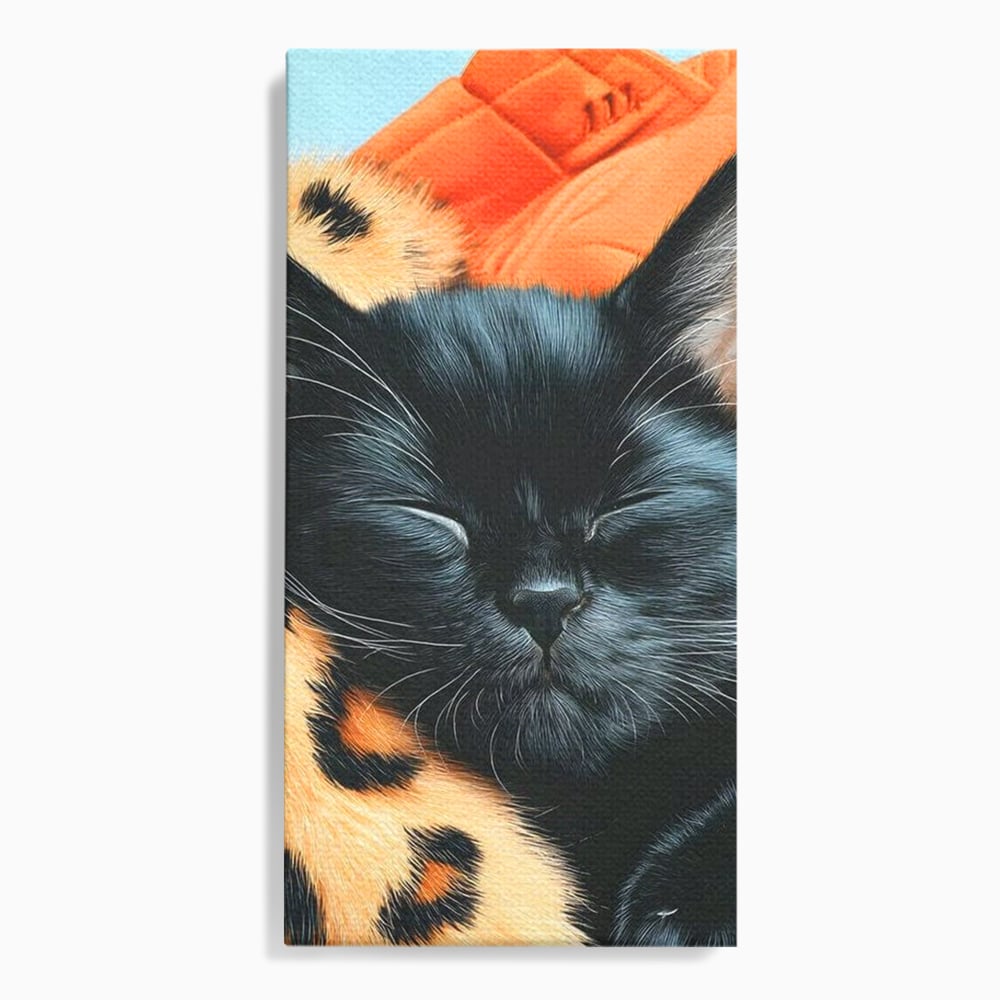 Tablou Canvas Premium, LuxCanva® M1518, Mustati Odihnite, Pisica, Felina, Animal Print, Dragalas, Somn, Vis, Relaxare, Confort, Dormitor, Birou, Living, Camera Copil