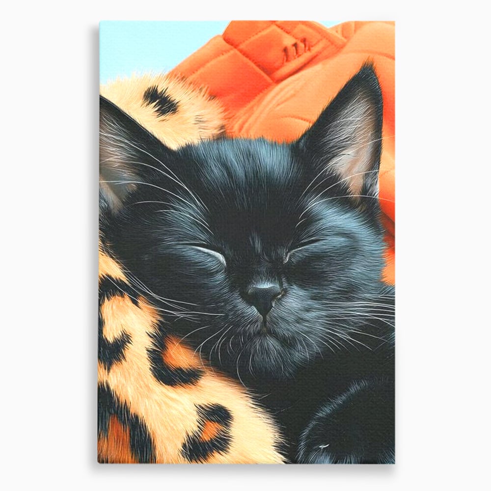 Tablou Canvas Premium, LuxCanva® M1518, Mustati Odihnite, Pisica, Felina, Animal Print, Dragalas, Somn, Vis, Relaxare, Confort, Dormitor, Birou, Living, Camera Copil