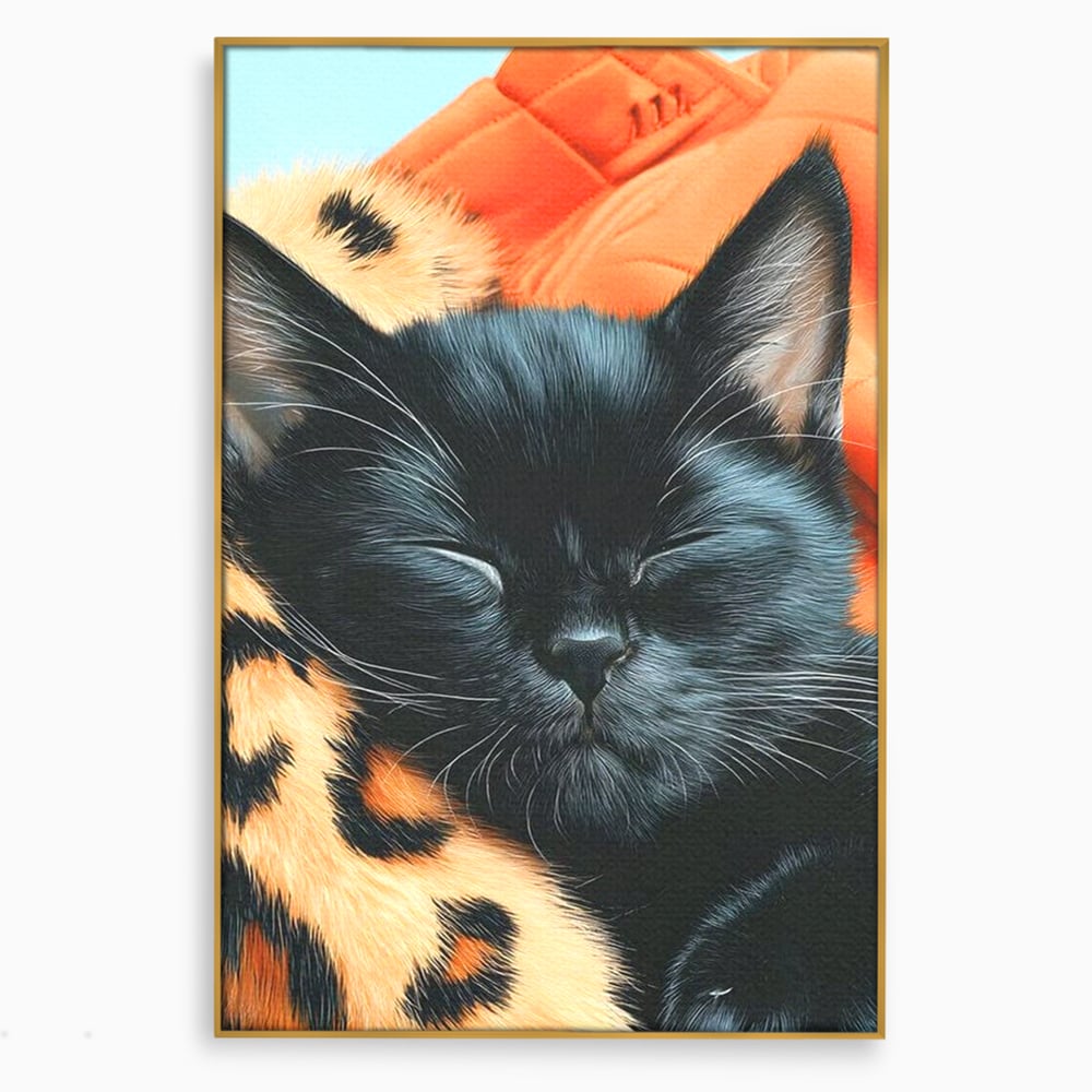 Tablou Canvas Premium, LuxCanva® M1518, Mustati Odihnite, Pisica, Felina, Animal Print, Dragalas, Somn, Vis, Relaxare, Confort, Dormitor, Birou, Living, Camera Copil