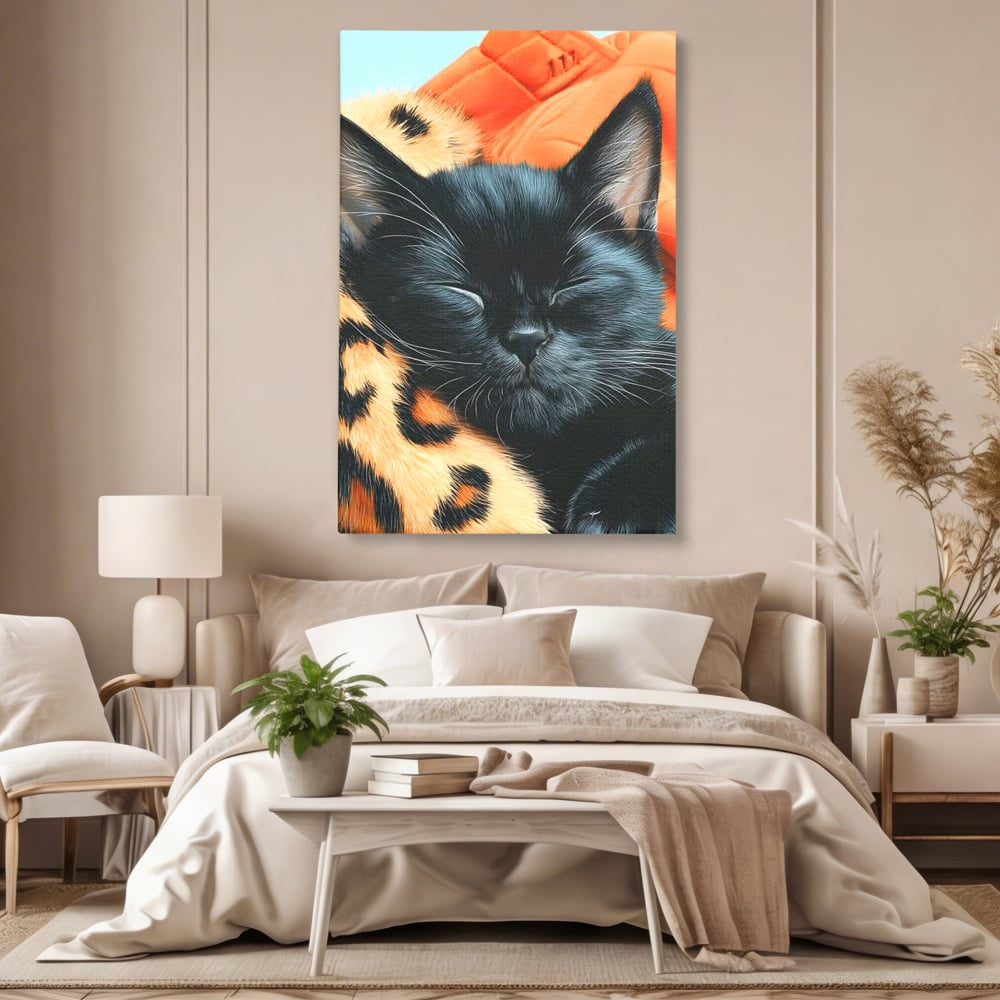 Tablou Canvas Premium, LuxCanva® M1518, Mustati Odihnite, Pisica, Felina, Animal Print, Dragalas, Somn, Vis, Relaxare, Confort, Dormitor, Birou, Living, Camera Copil
