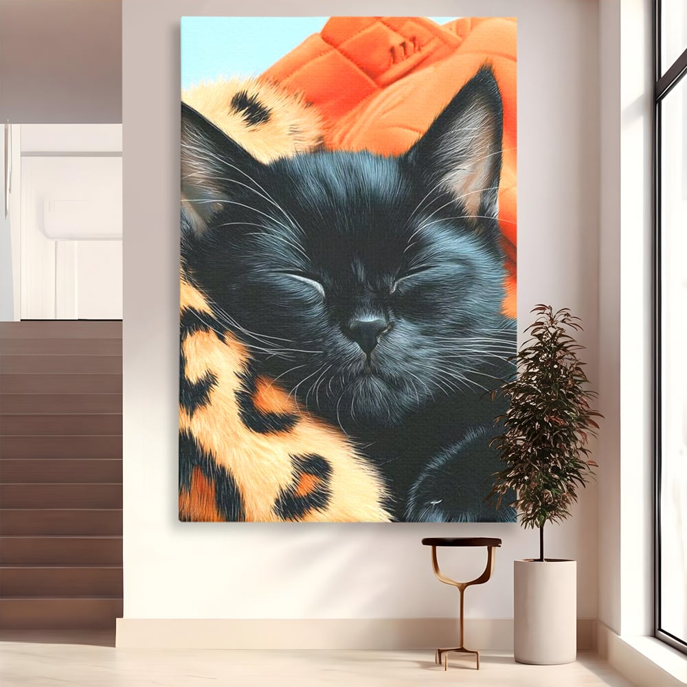 Tablou Canvas Premium, LuxCanva® M1518, Mustati Odihnite, Pisica, Felina, Animal Print, Dragalas, Somn, Vis, Relaxare, Confort, Dormitor, Birou, Living, Camera Copil